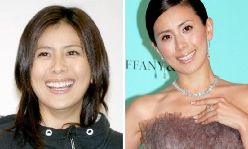 長谷川理恵の30代頃の笑顔ショットと、ドレス姿でイベントに登場した華やかな姿の比較画像