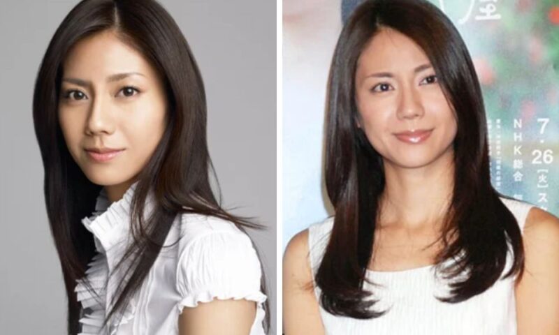 若い頃の松下奈緒。色白の美人顔でロングヘアが似合う清楚な姿の2枚の比較写真