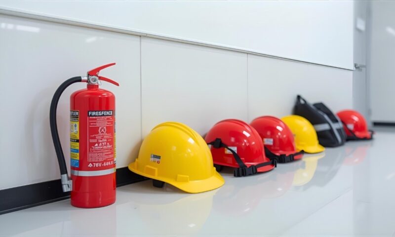 消火器とヘルメットと非常用袋