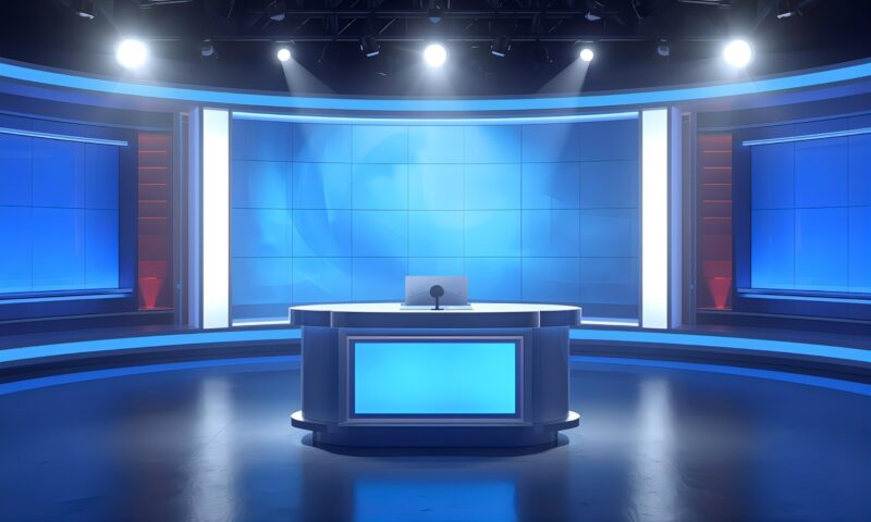テレビ番組の司会者席のイメージ