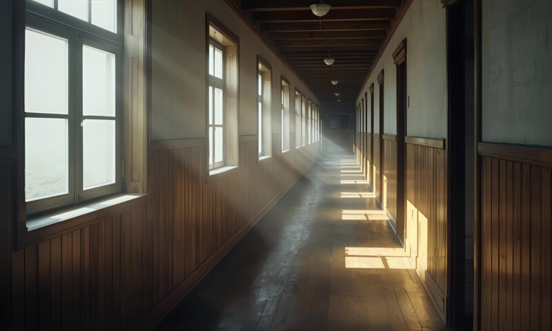 昭和初期の学校の廊下のイメージ