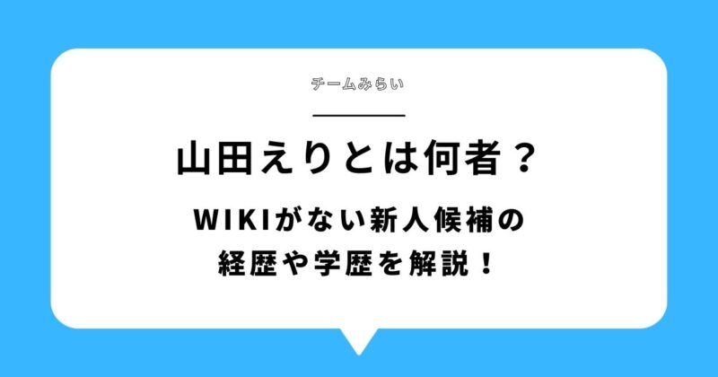 【何者】山田えり(チームみらい)とは？wikiがない新人候補の経歴や学歴を解説！