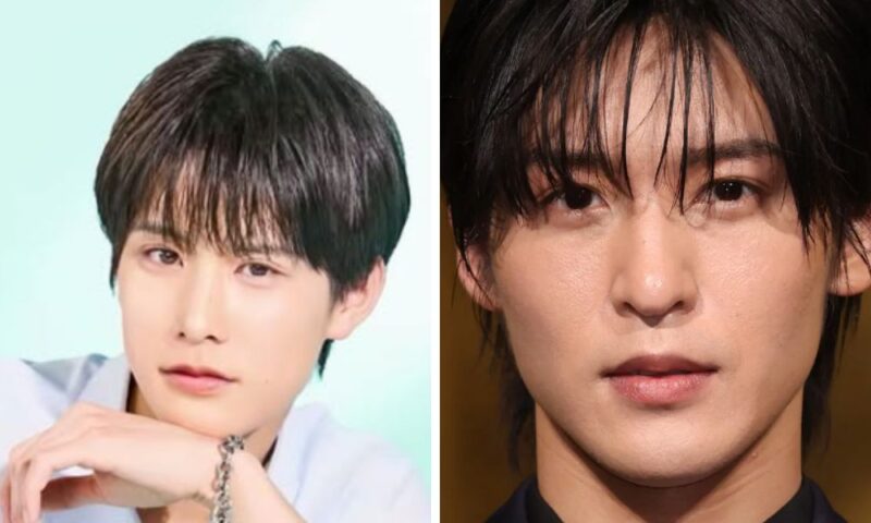 江畑皇之介（左）と目黒蓮（右）の目元や鼻筋が似てるか検証する顔アップの比較画像