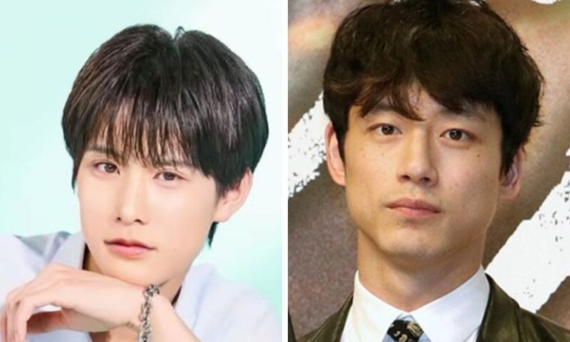 江畑皇之介（左）と坂口健太郎（右）の薄めの唇や中性的な塩顔の雰囲気が似てるか検証する顔の比較画像