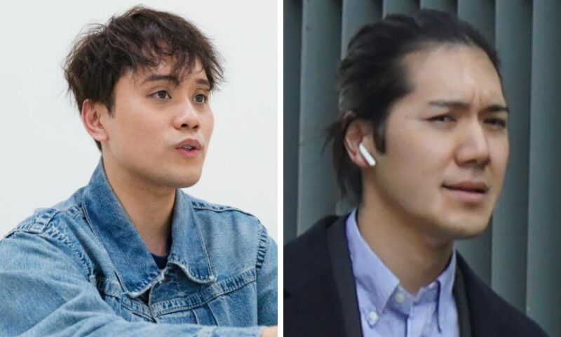 山下優太郎（左）と小室圭（右）の斜め顔写真比較。目元・輪郭の似ている部分を並べて確認できる構成。