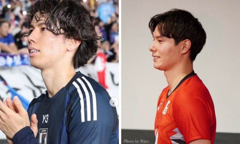田中碧と高橋藍の斜め横顔の比較画像