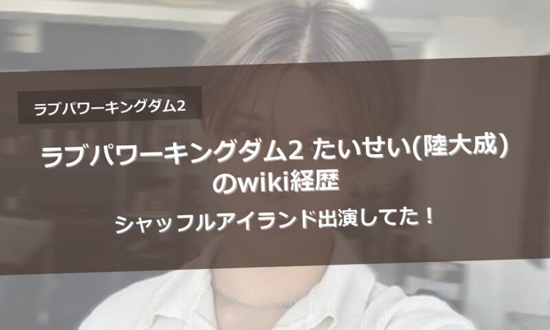 ラブパワーキングダム2 たいせい(陸大成)のwiki経歴｜シャッフルアイランド出演してた！