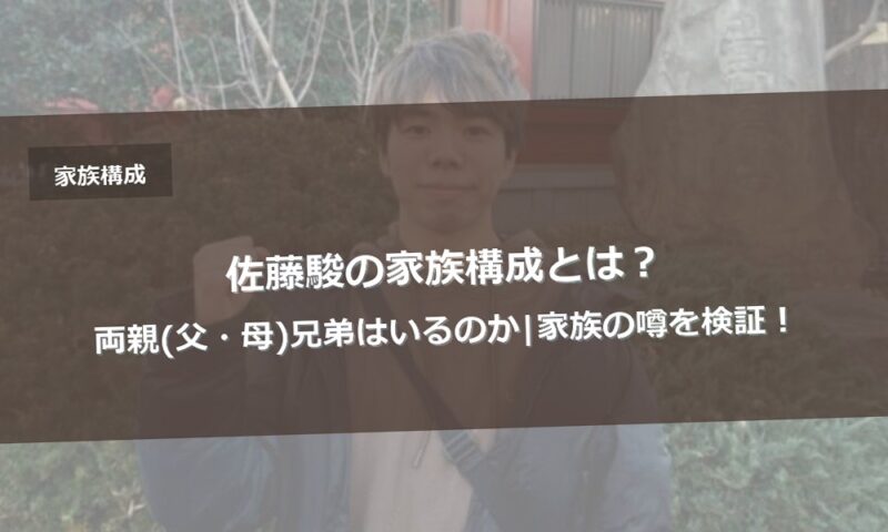 佐藤駿の家族構成とは？両親(父・母)兄弟はいるのか|家族の噂を検証！
